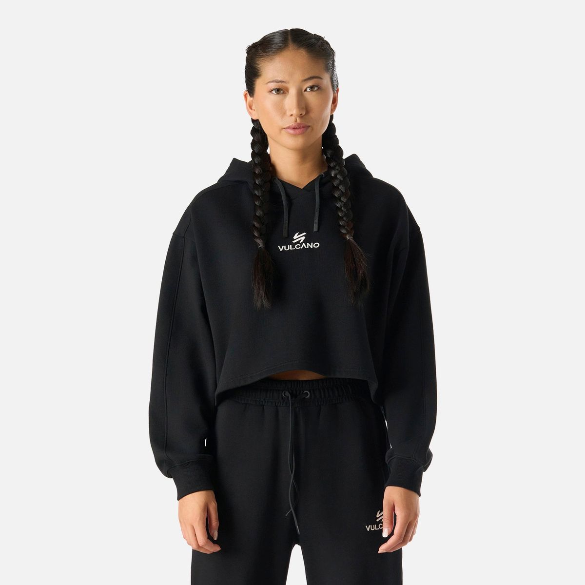 VULCANO - Polerón Mujer Cool Down Sweatshirt Hoody Negro Vulcano