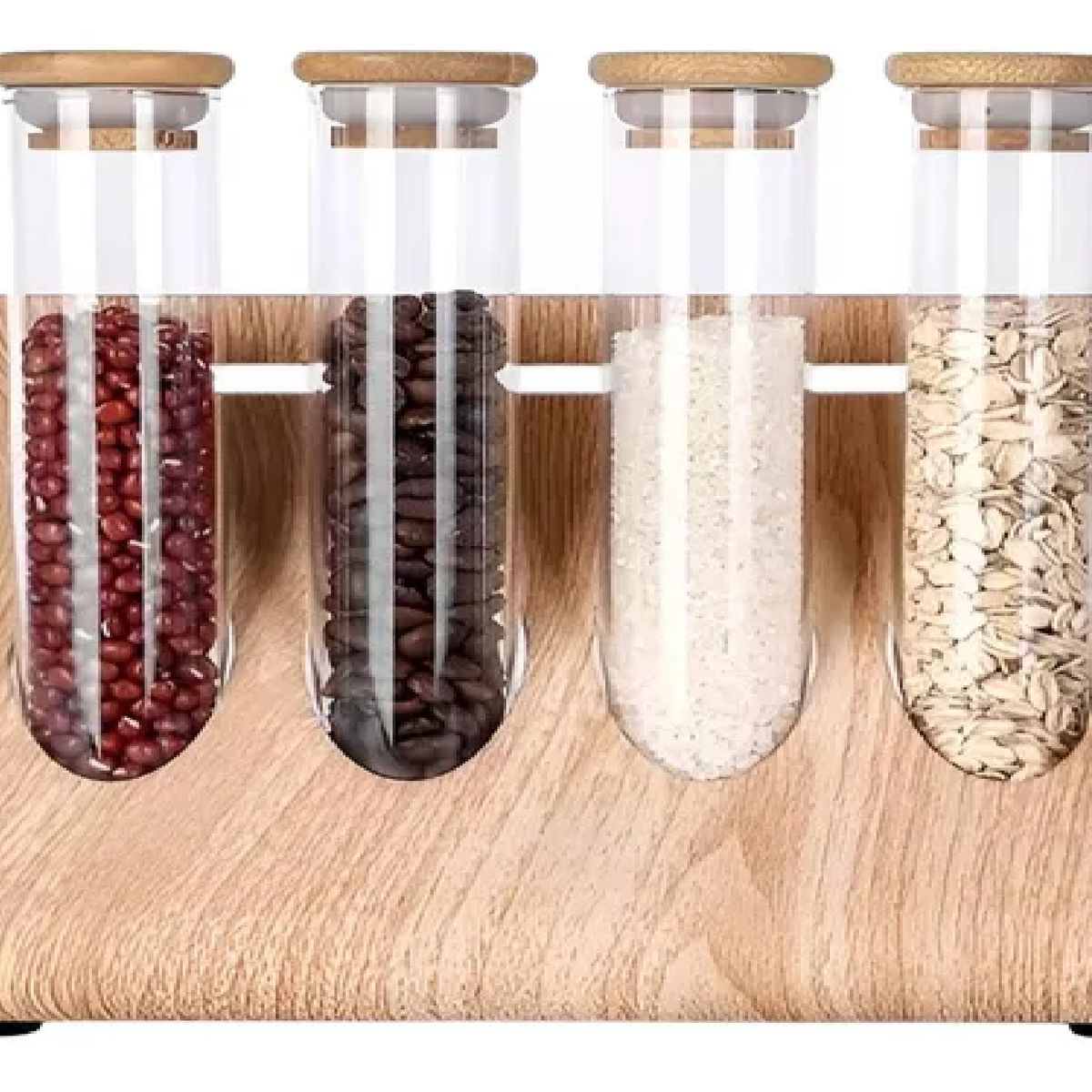 PASTELERIUS - Set Especieros Organizador Condimentos Especieros Cocina 4pz Organizador Madera Tubos Almacenamiento