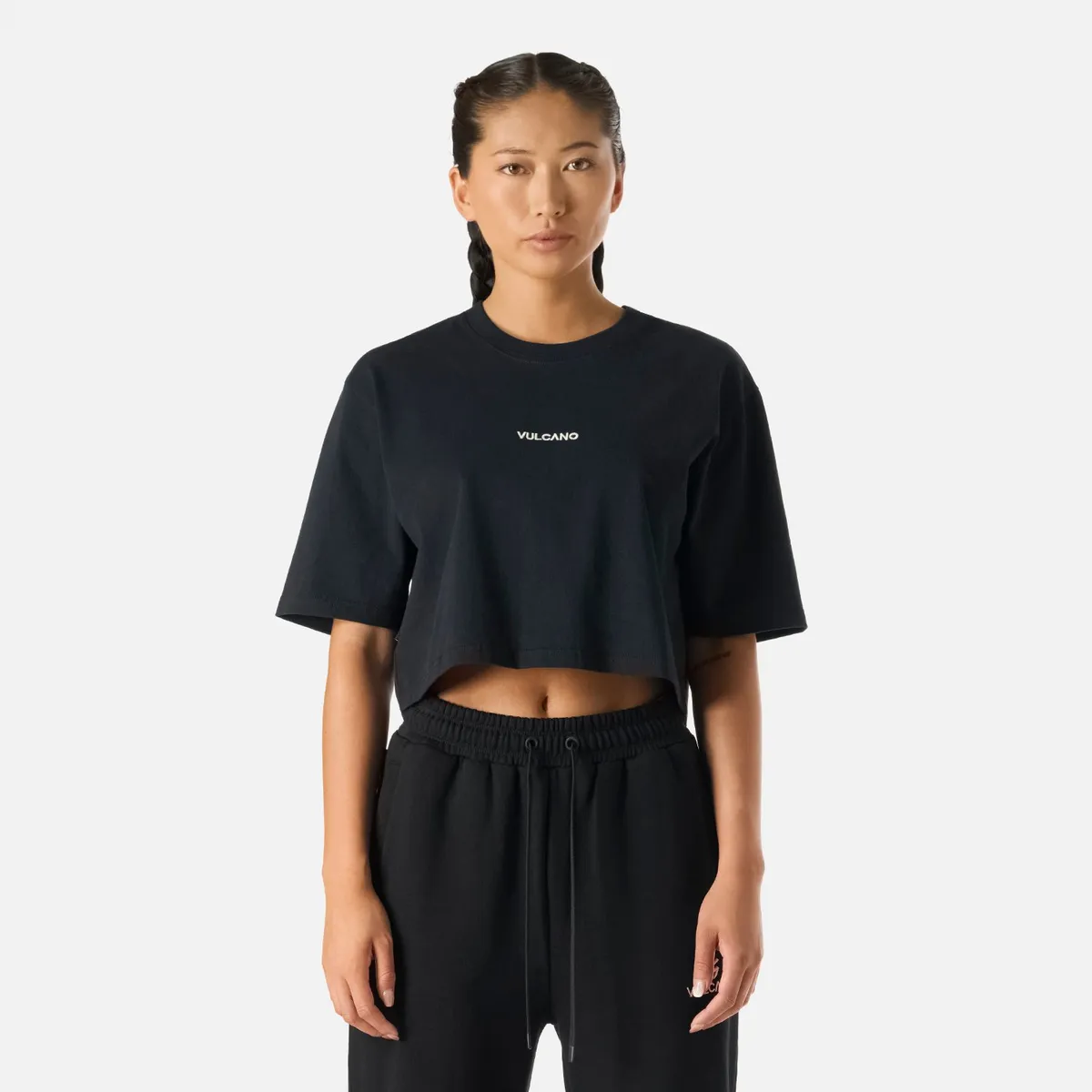 VULCANO - Polera crop casual manga corta mujer Cool Down