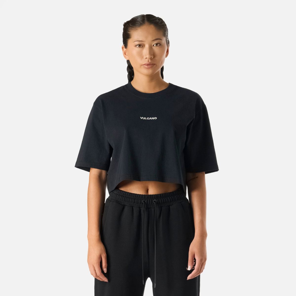 VULCANO - Polera crop casual manga corta mujer Cool Down