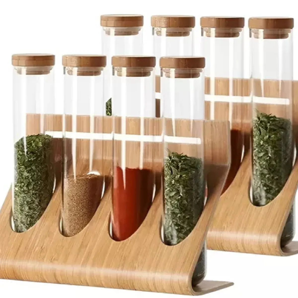 PASTELERIUS - X2 Porta Condimentos Especieros Cocina Organizador 4pcs Tubos De Granos De Café Organizador Madera