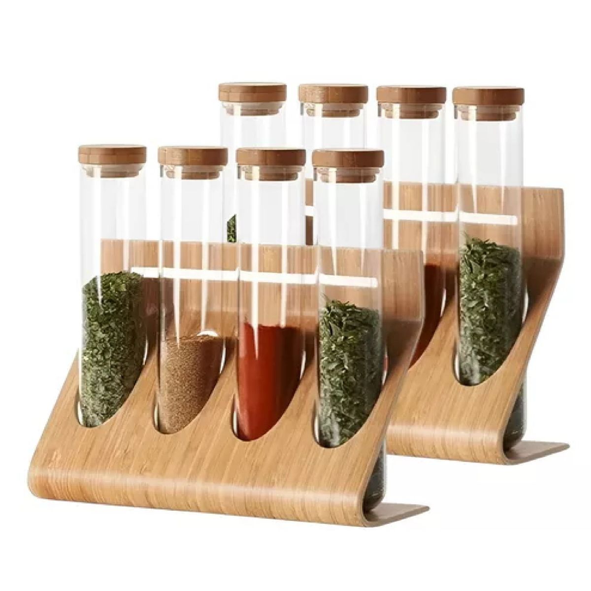 PASTELERIUS - X2 Porta Condimentos Especieros Cocina Organizador 4pcs Tubos De Granos De Café Organizador Madera
