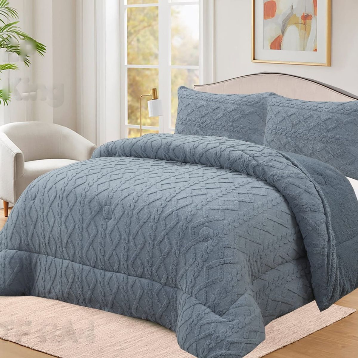 GENERICO - COBERTOR TRENSADO CON CHIPORRO COLOR GRIS CLARO 2 PLAZA TF