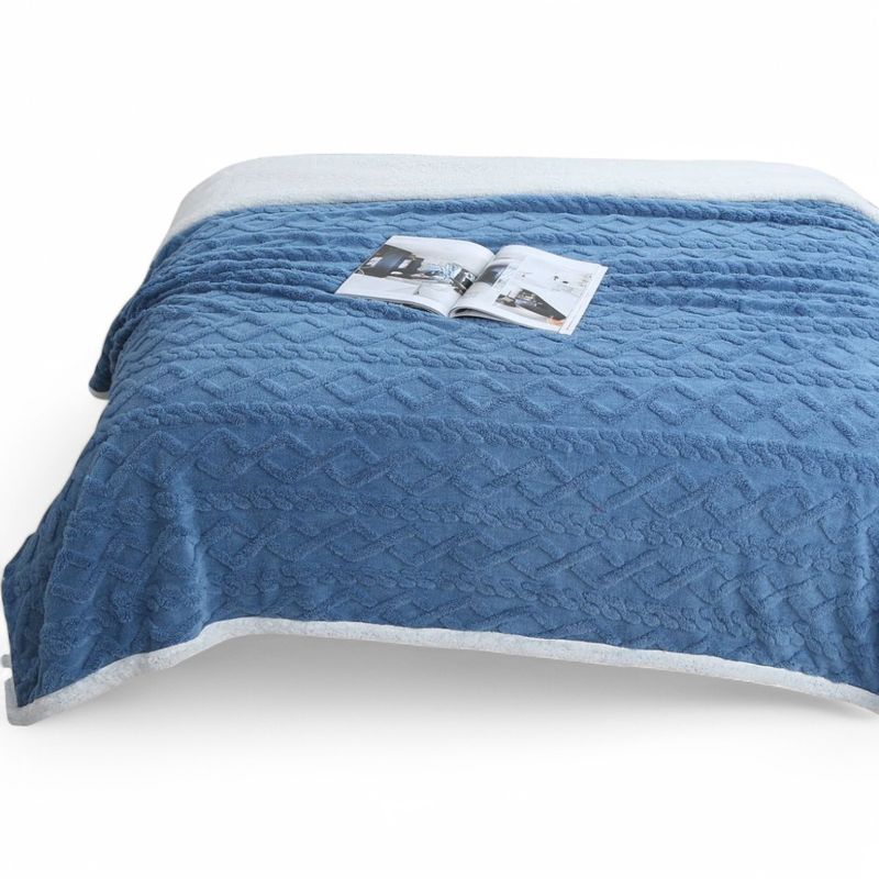 GENERICO - Frazada Polar Con Chiporro Medida 200x230cm 2 Plazas Color Azul Claro