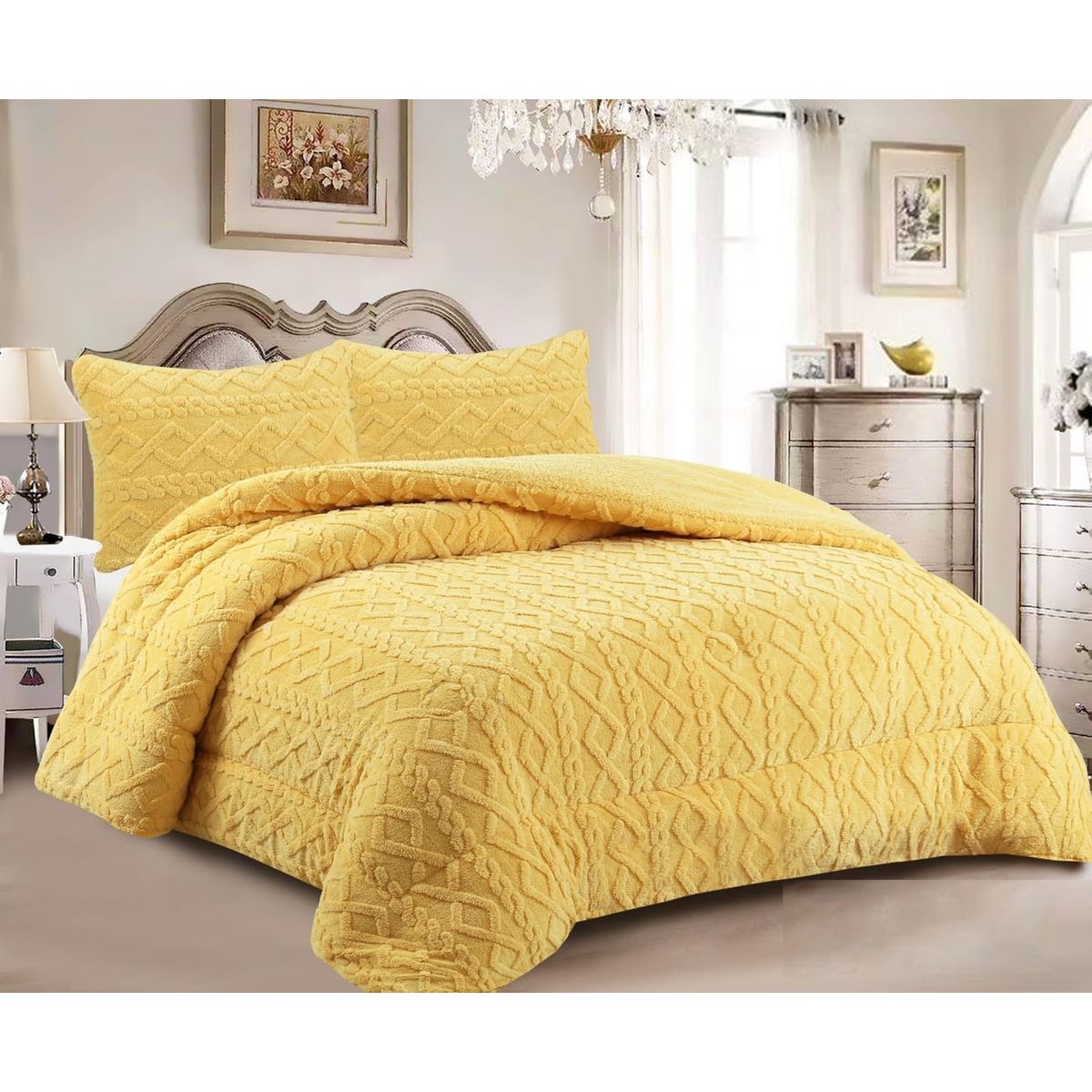 GENERICO - COBERTOR TRENSADO CON CHIPORRO MOSTAZA 2 PLAZA TF