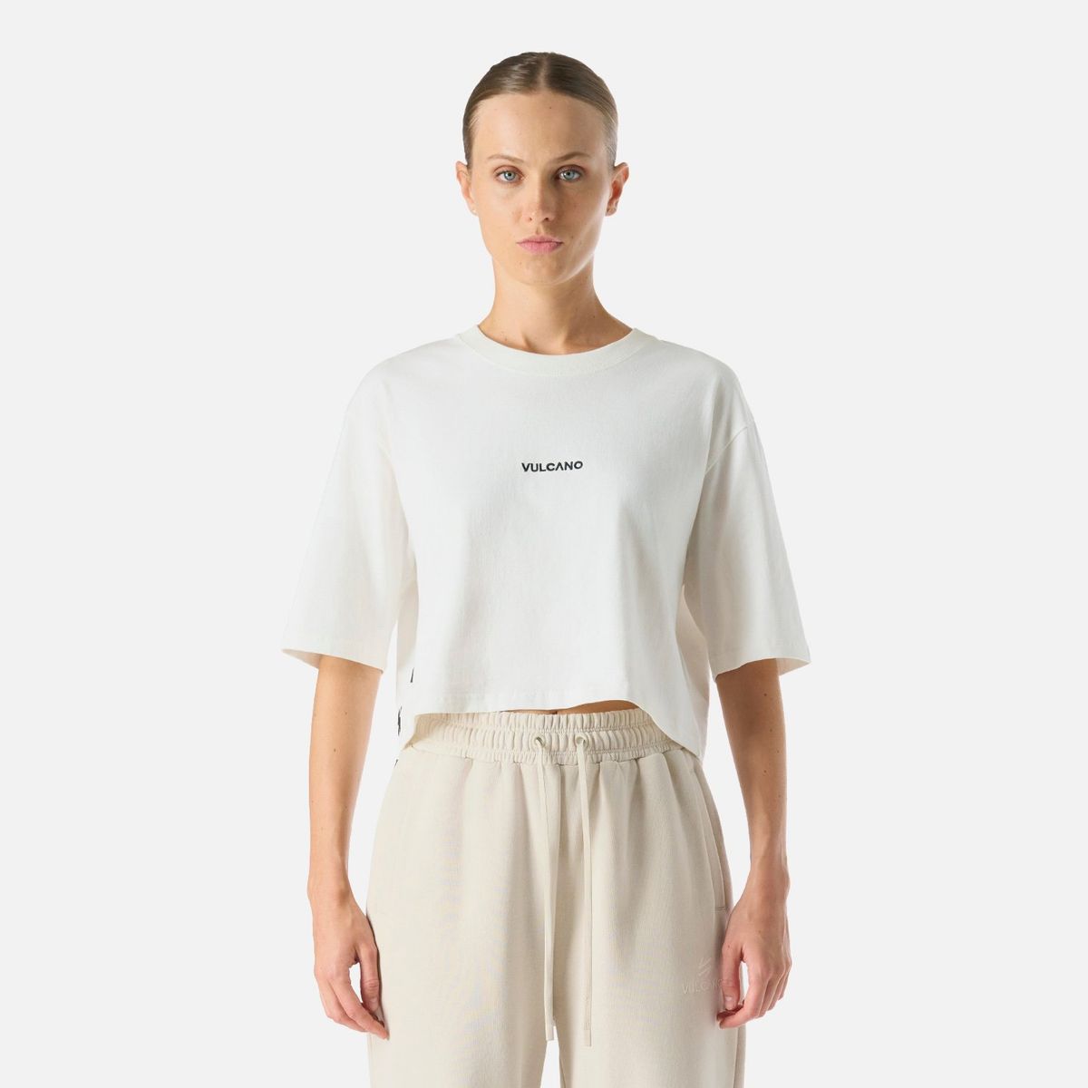 VULCANO - Polera Mujer Cool Down Crop T-Shirt Blanco Vulcano