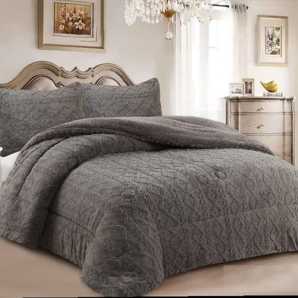 GENERICO - COBERTOR TRENSADO CON CHIPORRO BEIGE 2 PLAZA TF