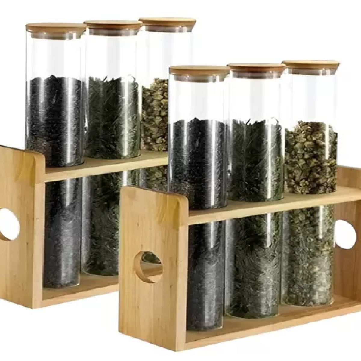 PASTELERIUS - Pack X2 Organizador Condimentos Especieros Cocina Porta Condimento 3pc Especiero Madera Condimentero