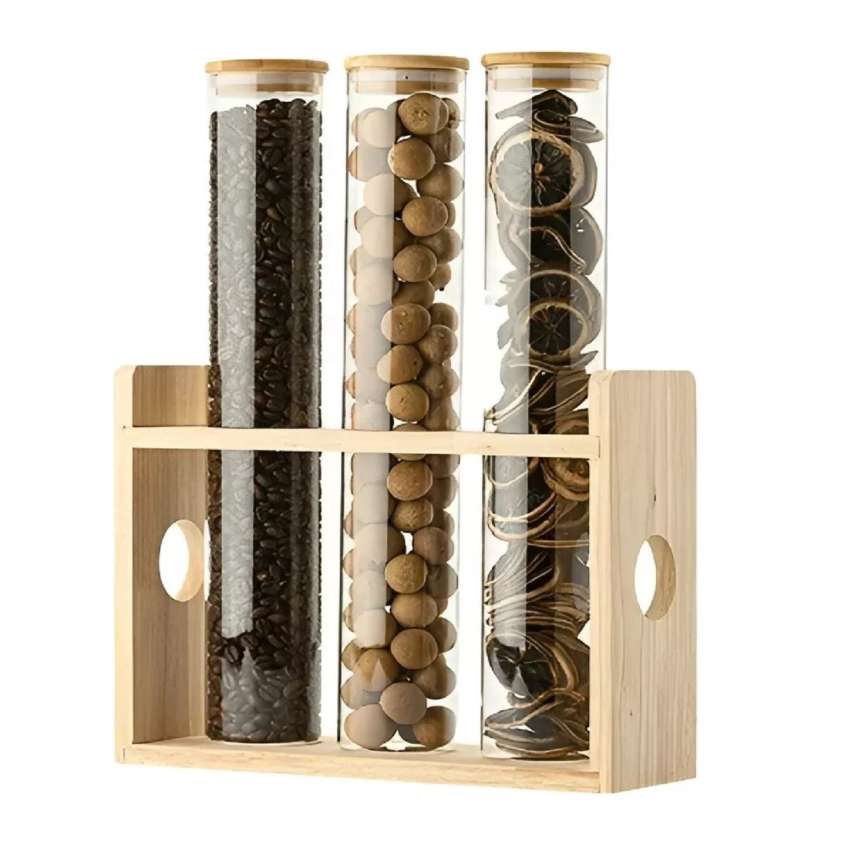 PASTELERIUS - Pack X2 Organizador Condimentos Especieros Cocina Porta Condimento 3pc Especiero Madera Condimentero