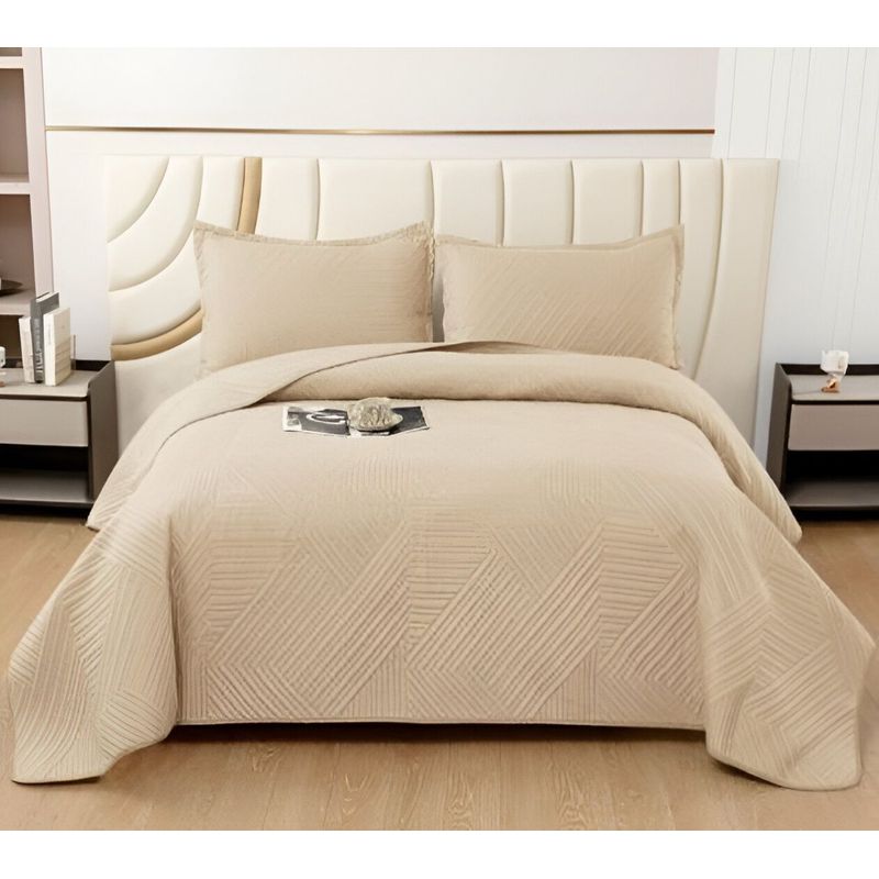 GENERICO - COBERTOR QUILT DELGADO VERANO PLAZA Y MEDIA BEIGE