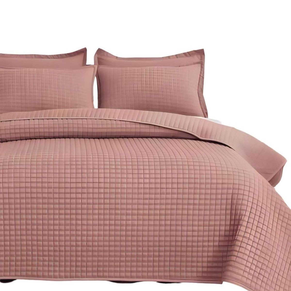 GENERICO - COBERTOR DE LUJO QUILT VERANO PLAZA Y MEDIA ROSA