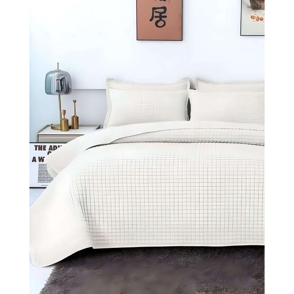 GENERICO - COBERTOR DE LUJO QUILT VERANO PLAZA Y MEDIA BLANCO