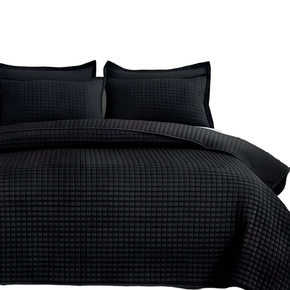 GENERICO - COBERTOR DE LUJO QUILT VERANO PLAZA Y MEDIA NEGRO