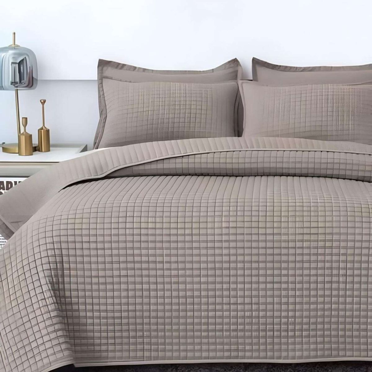 GENERICO - COBERTOR DE LUJO QUILT VERANO PLAZA Y MEDIA GRIS