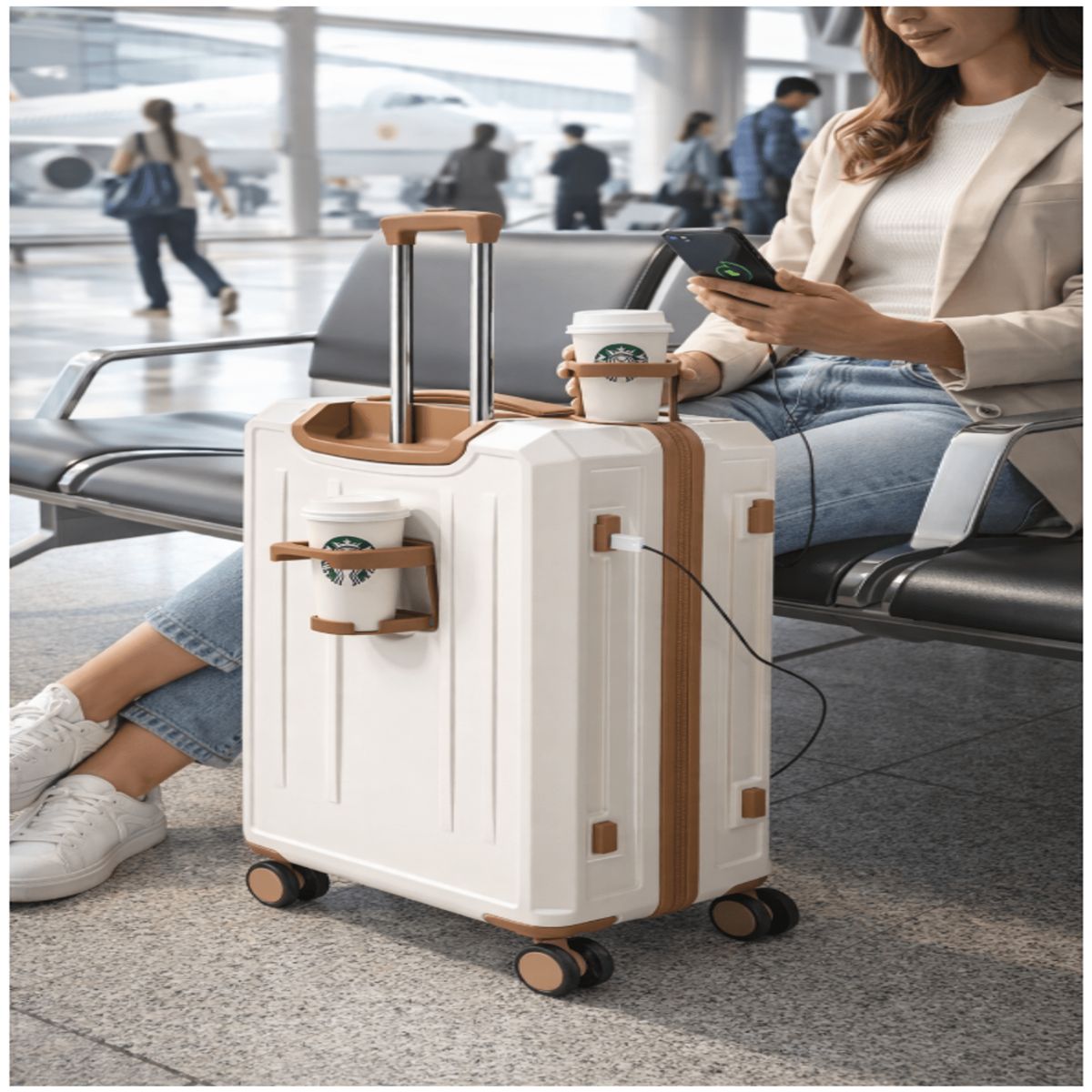 HOMER OUTDOOR - Maleta De Cabina 20 Pulgada Con Porta Vaso Y Puerto Usb