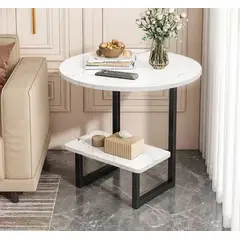 GENERICO - Mesa De Centro Redondo De Fierro Y Madera Living Vanguardia