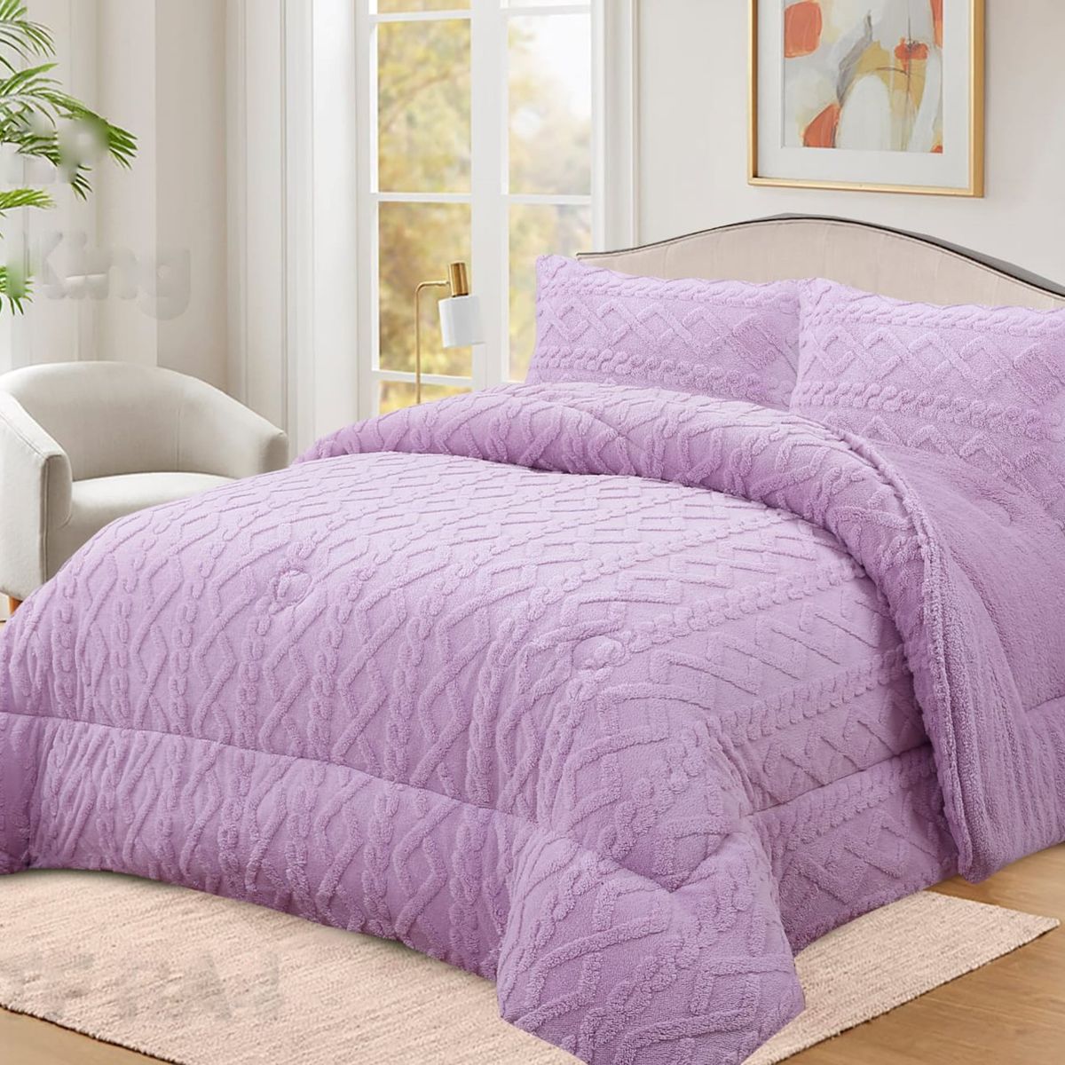 GENERICO - COBERTOR TRENSADO CON CHIPORRO LILA KING TF