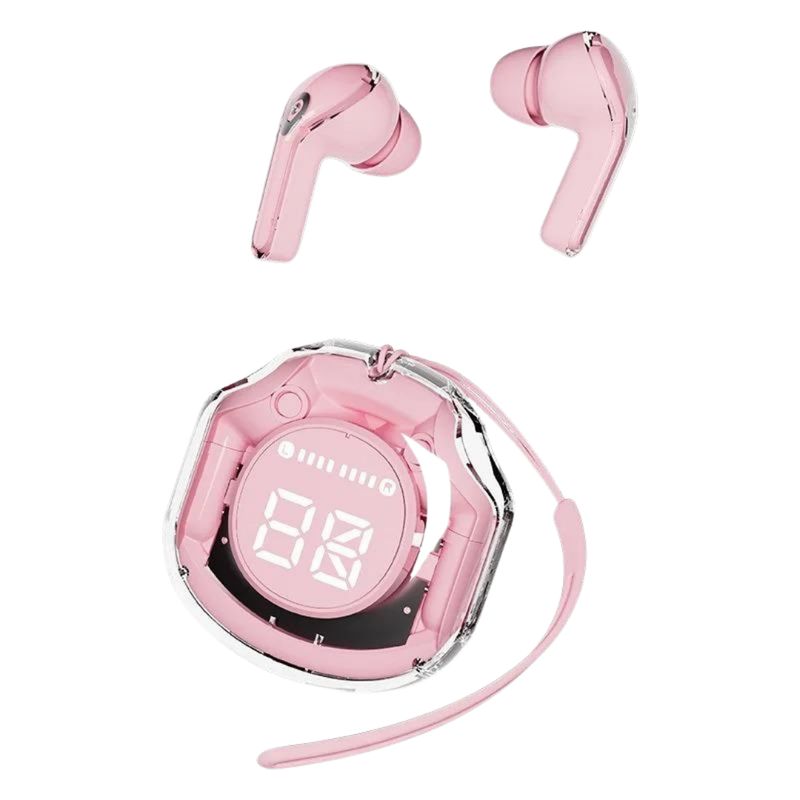 GENERICO - Audifonos Air39 Inalámbricos Pantalla Digital Transparente Rosa