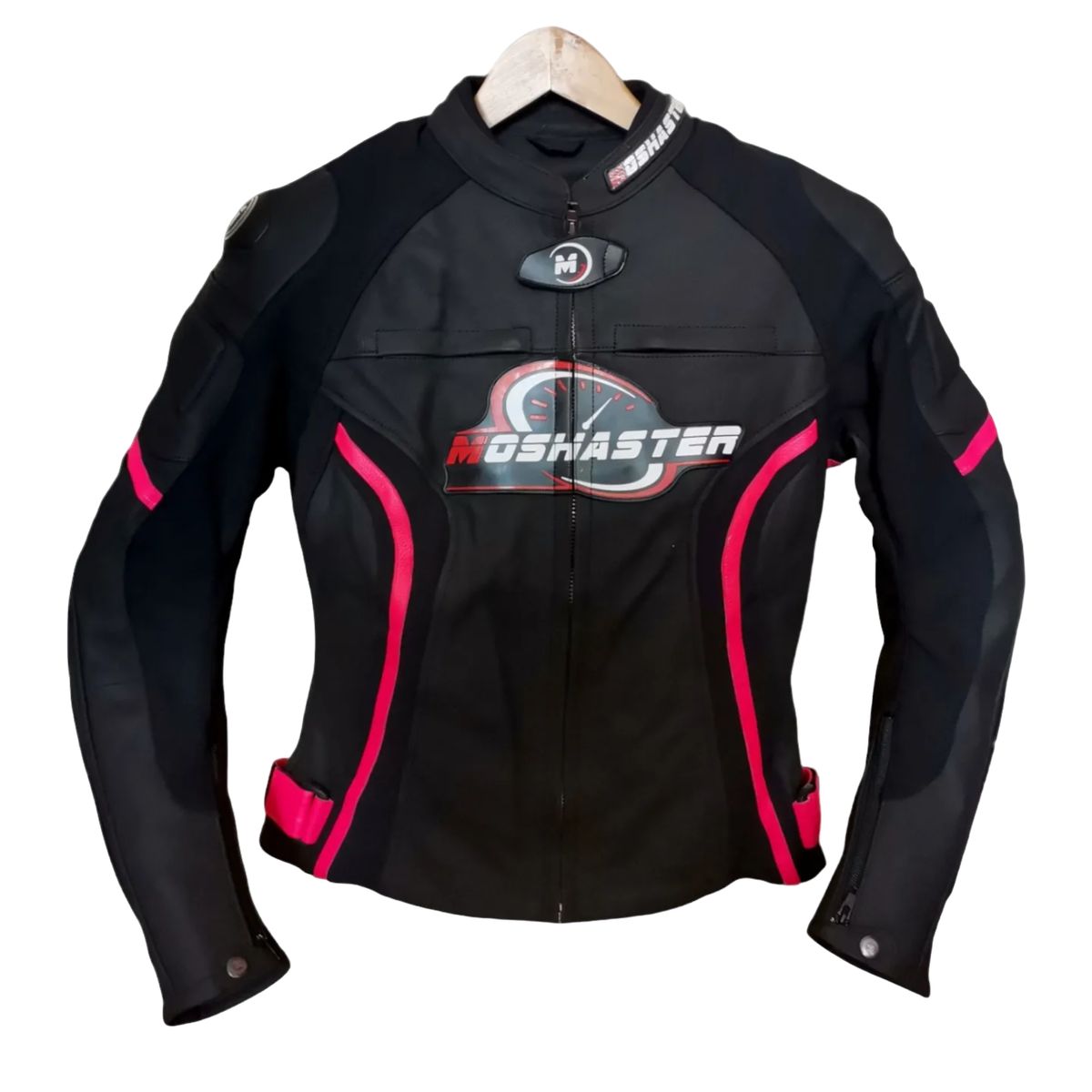 MOSHASTER - Chaqueta de cuero para Mujer Motocliclistas