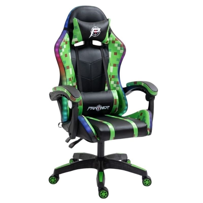 PANTHER - Silla Gamer Panther Profesional RGB con Vibración Verde