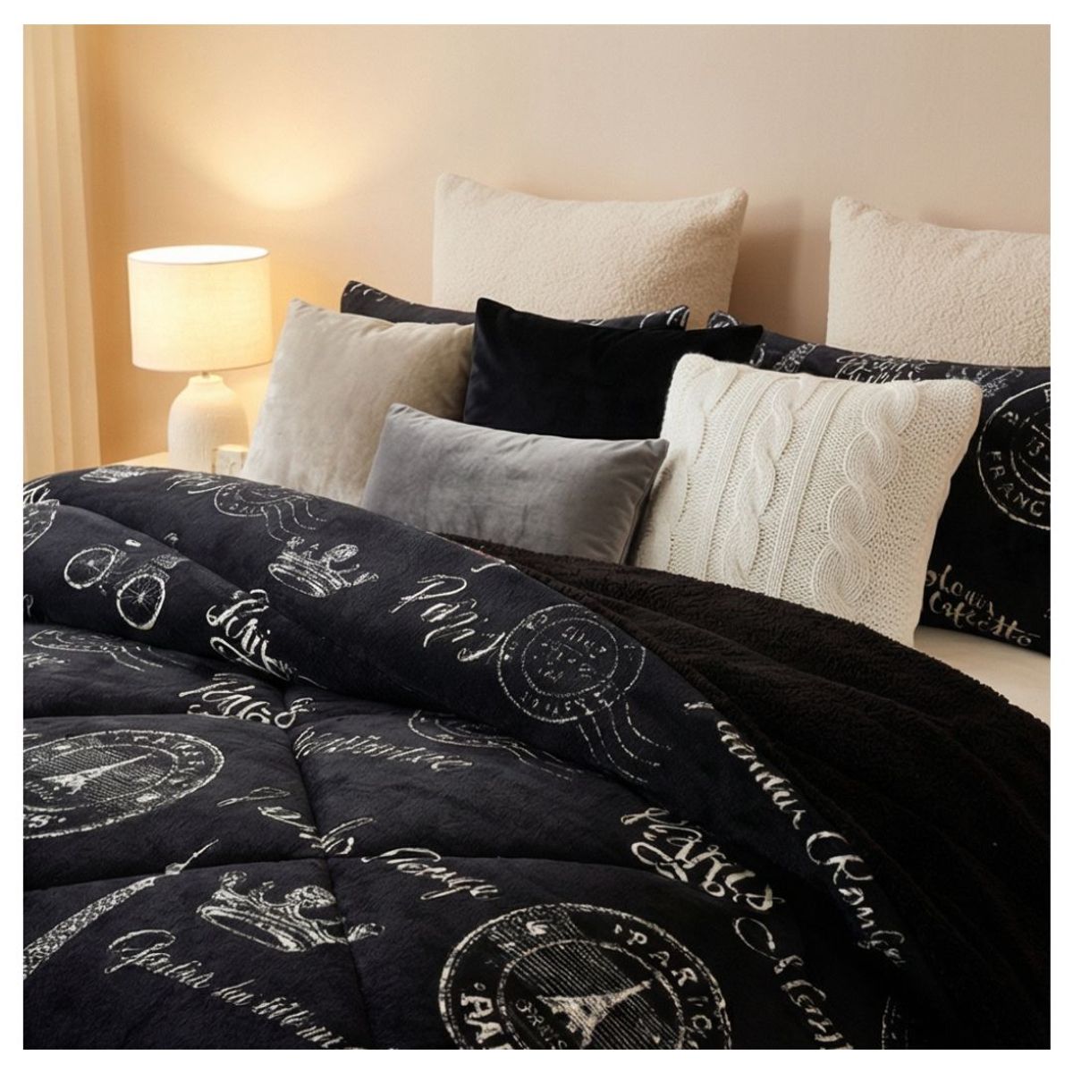 GENERICO - Cobertor Chiporro King Invierno - Negro Paris Francia F141