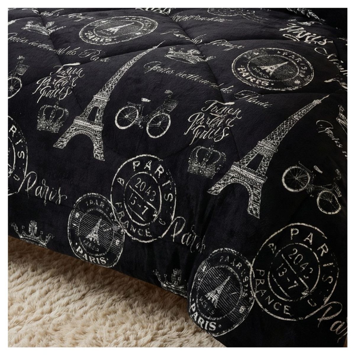 GENERICO - Cobertor Chiporro King Invierno - Negro Paris Francia F141