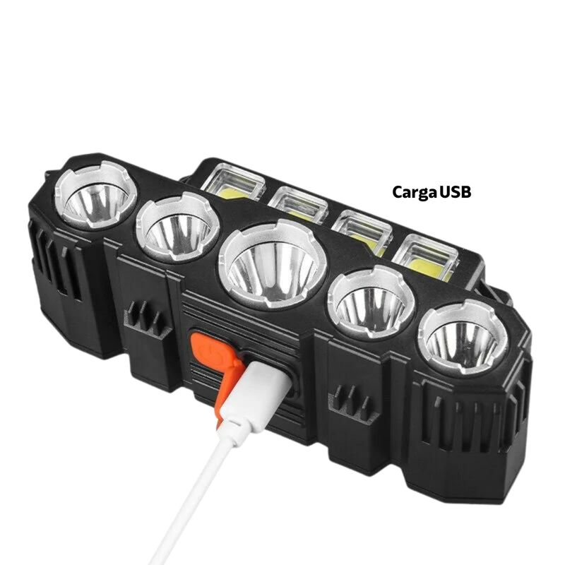 GENERICO - Linterna Múltiple Frontal Led Cabeza Recargable+usb+4 Modos