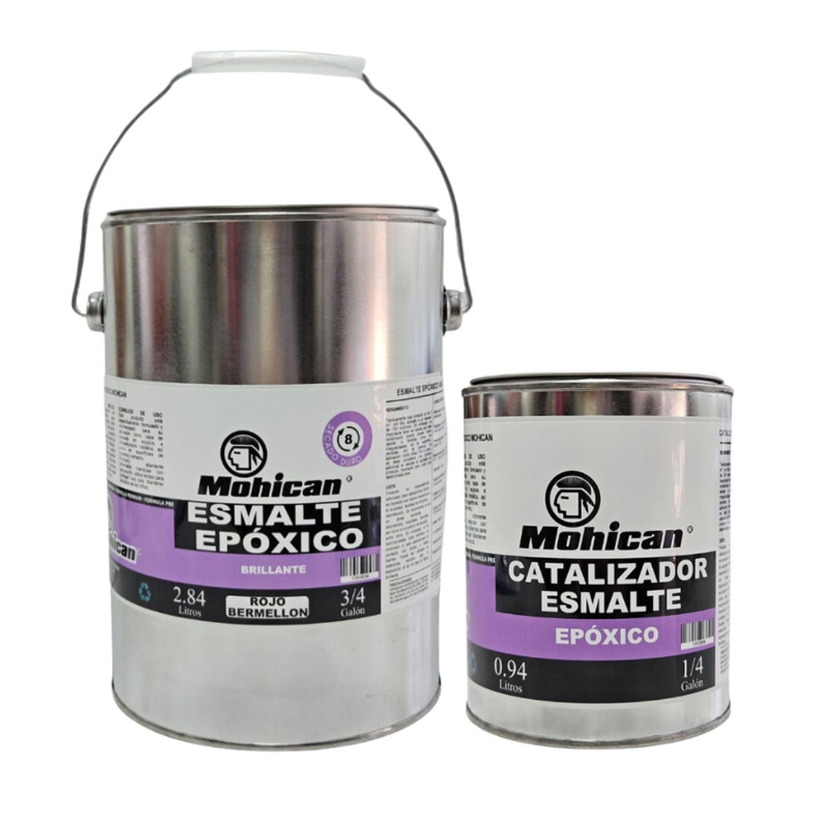 MOHICAN - ESMALTE EPÓXICO ROJO BERMELLÓN 3/4GAL + CATALIZADOR  1/4GAL