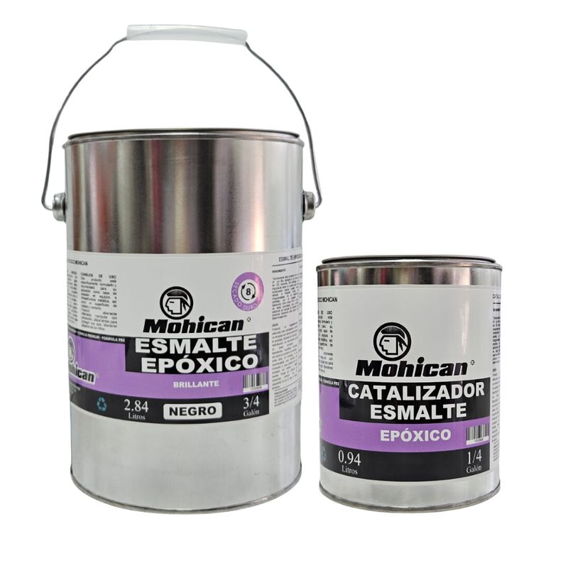 MOHICAN - PROMO ESMALTE EPÓXICO NEGRO 3/4 GAL + CATALIZADOR 1/4 GAL