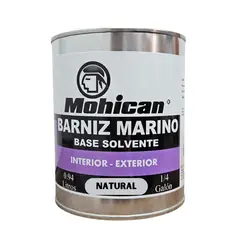 MOHICAN - BARNIZ MARINO BASE SOLVENTE 1/4 GALÓN NATURAL
