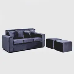 ALMORE - SOFA PARIS 2 POUF FELPA NEGRO