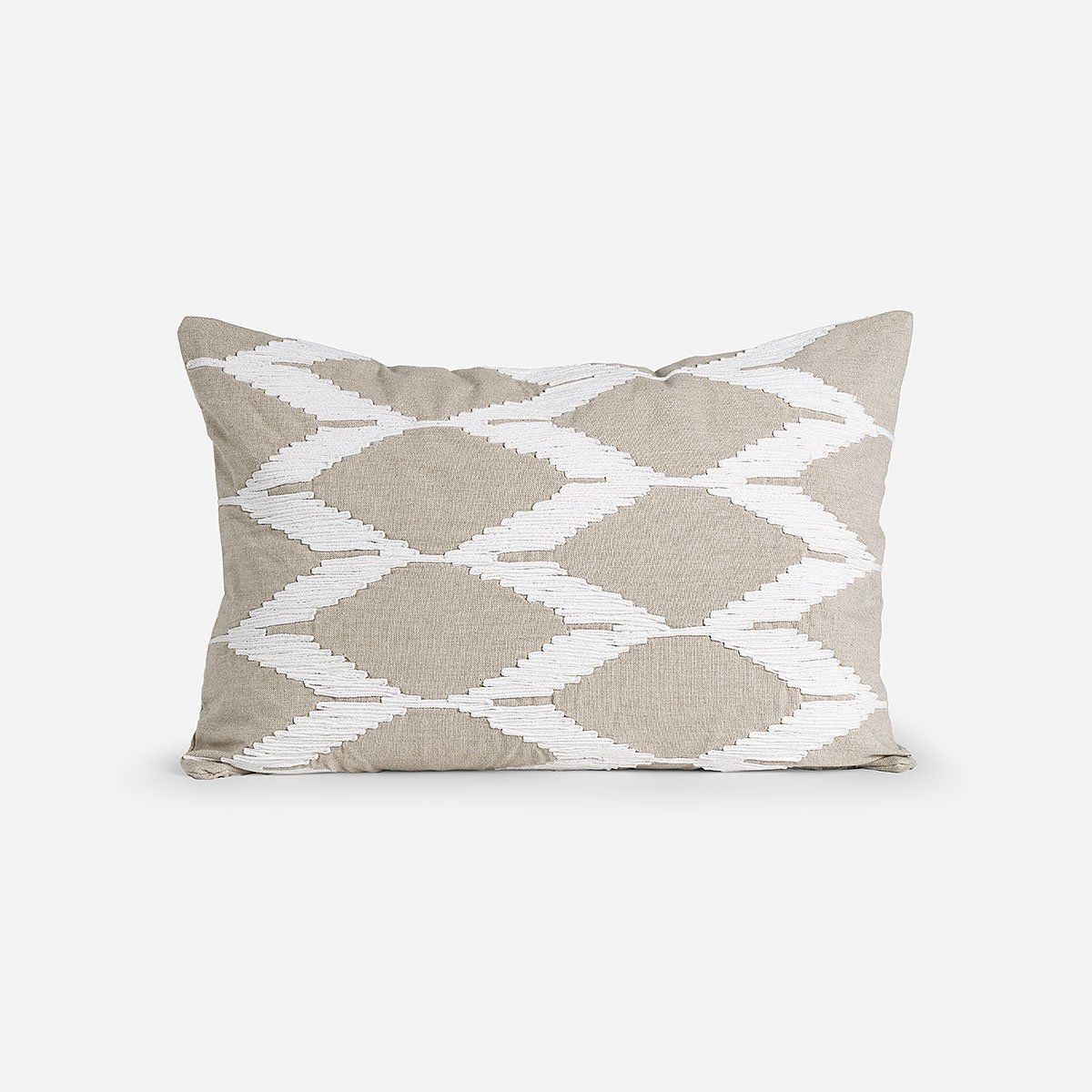 ROSEN - Funda de Cojín Bordado Odra 35 x 50 cm Blanco-Beige