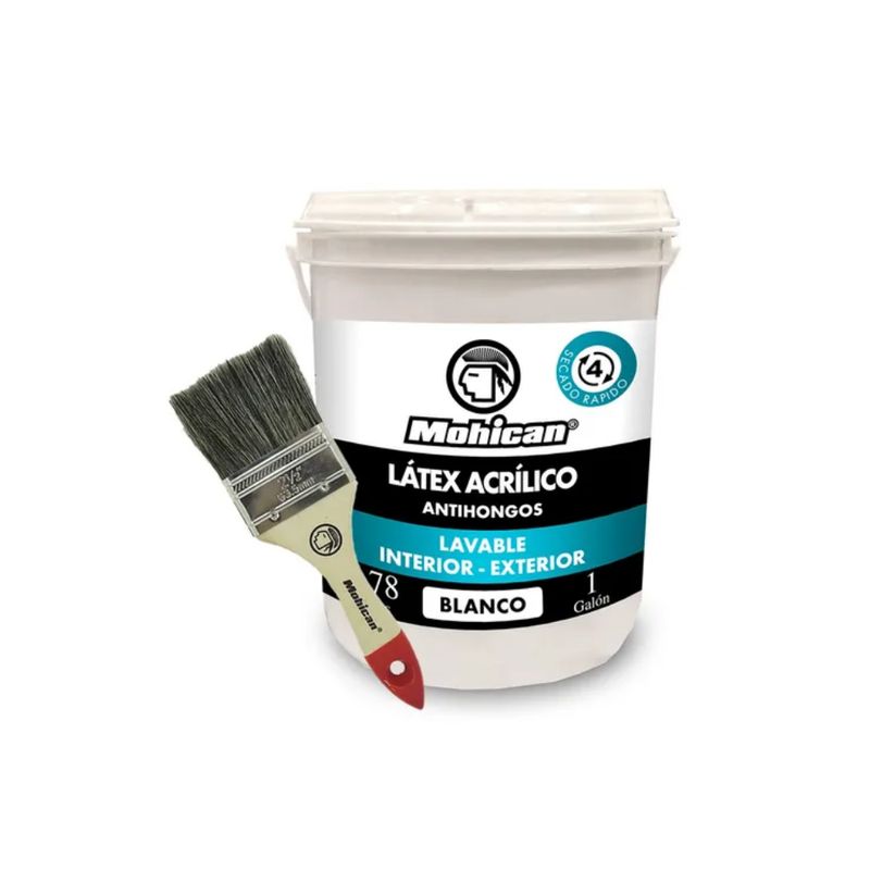 MOHICAN - PROMO LATEX BLANCO GALÓN + BROCHA 2 1/2 PULGADA