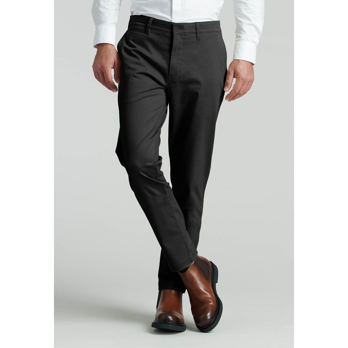 FEROUCH - Pantalón Twill Slim /31 Business Negro Ferouch