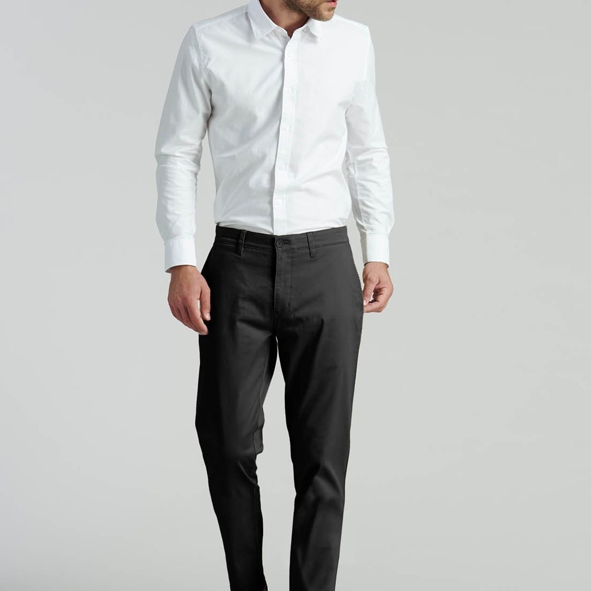 FEROUCH - Pantalón Twill Slim /31 Business Negro Ferouch