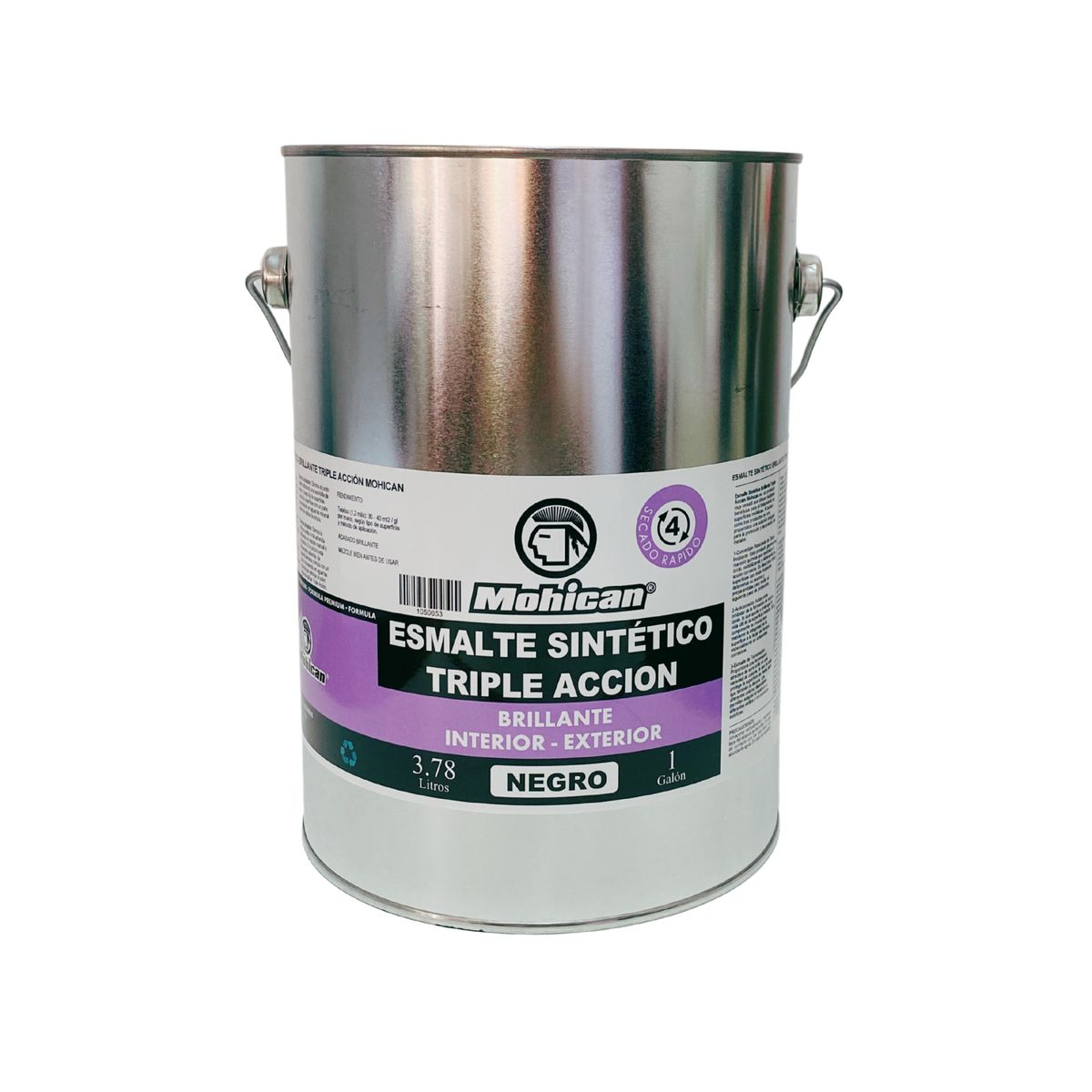 MOHICAN - ESMALTE SINTÉTICO BRILLANTE TRIPLE ACCIÓN 1 GALÓN NEGRO
