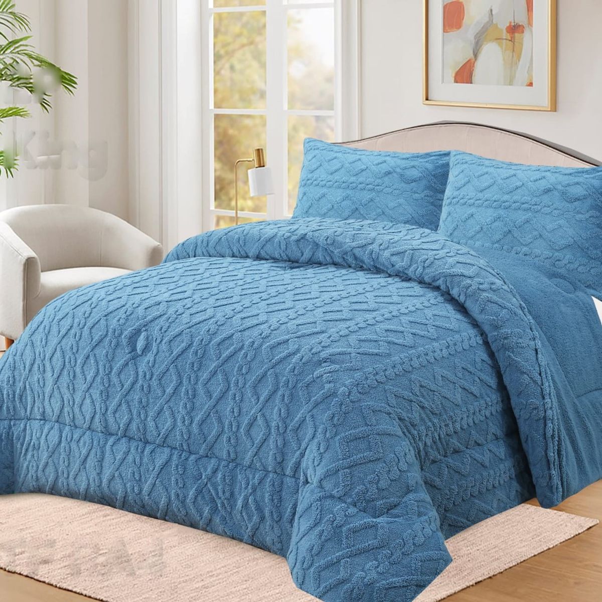 GENERICO - COBERTOR TRENSADO CON CHIPORRO AZUL KING TF