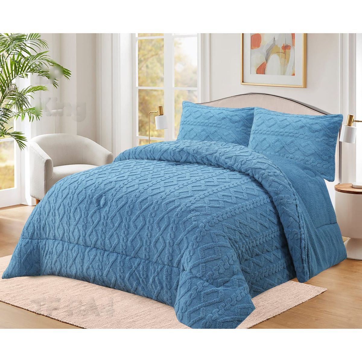 GENERICO - COBERTOR TRENSADO CON CHIPORRO AZUL KING TF