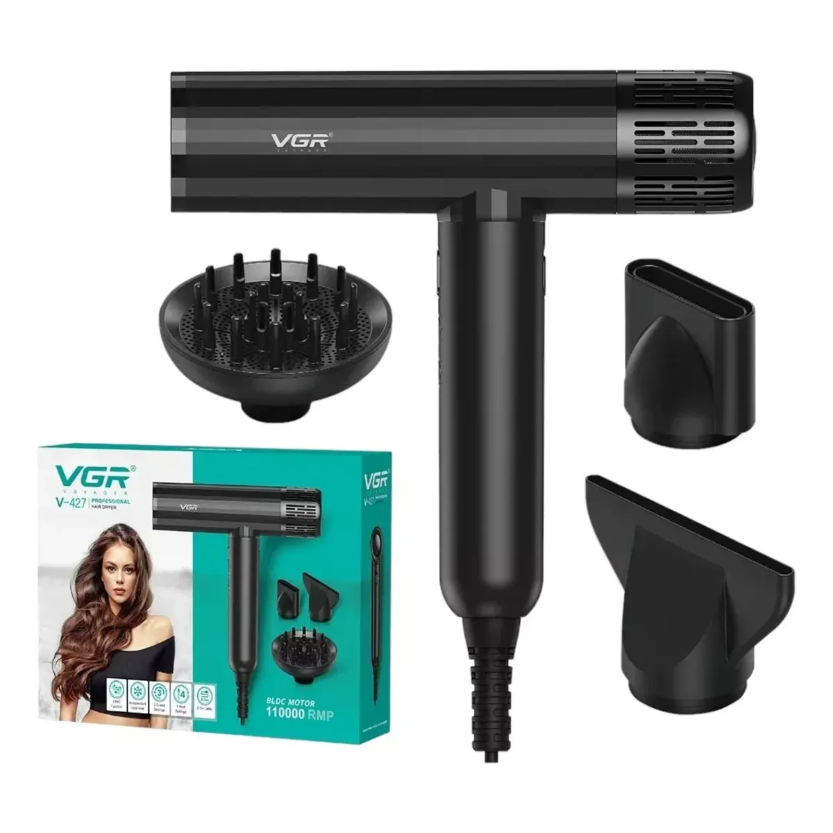 VGR VOYAGER - Secador De Pelo VGR Prof. V427 Alto Rendimiento 11000 RPM