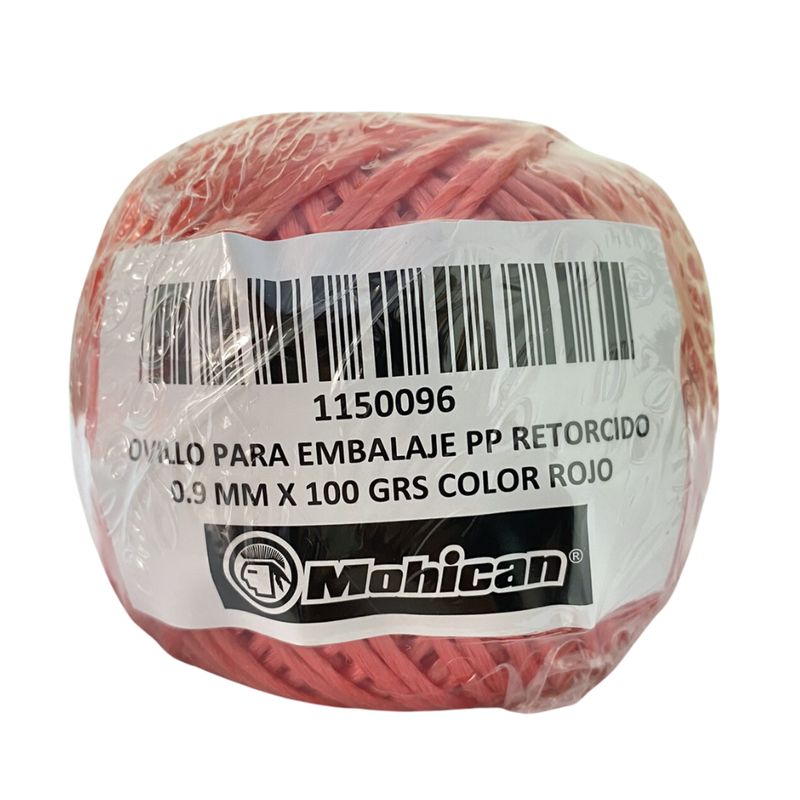 GENERICO - OVILLO PARA EMBALAJE PP RETORCIDO 0.9 MM X 100 GR COLOR ROJO