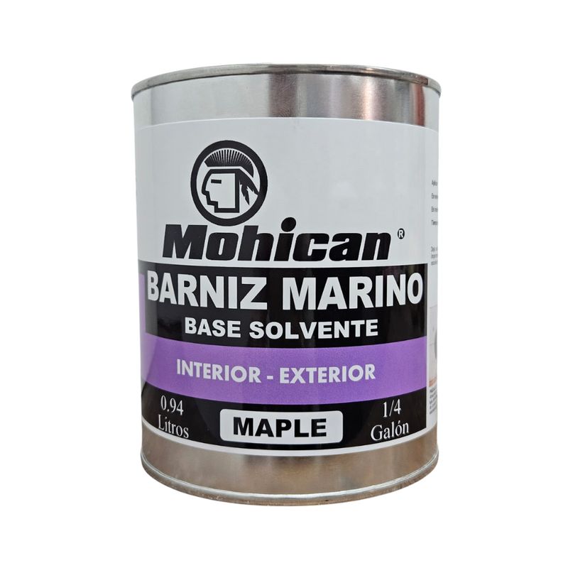 MOHICAN - BARNIZ MARINO BASE SOLVENTE 1/4 GALÓN MAPLE