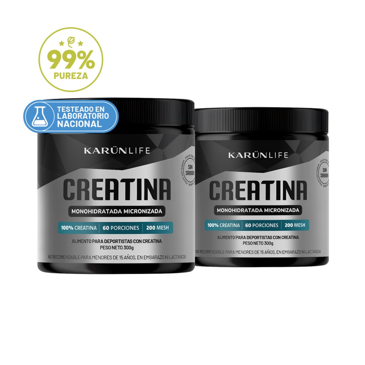 KARUNLIFE - Pack Premium Creatina Monohidratada - 2 frascos - 600 gr  Karun Life