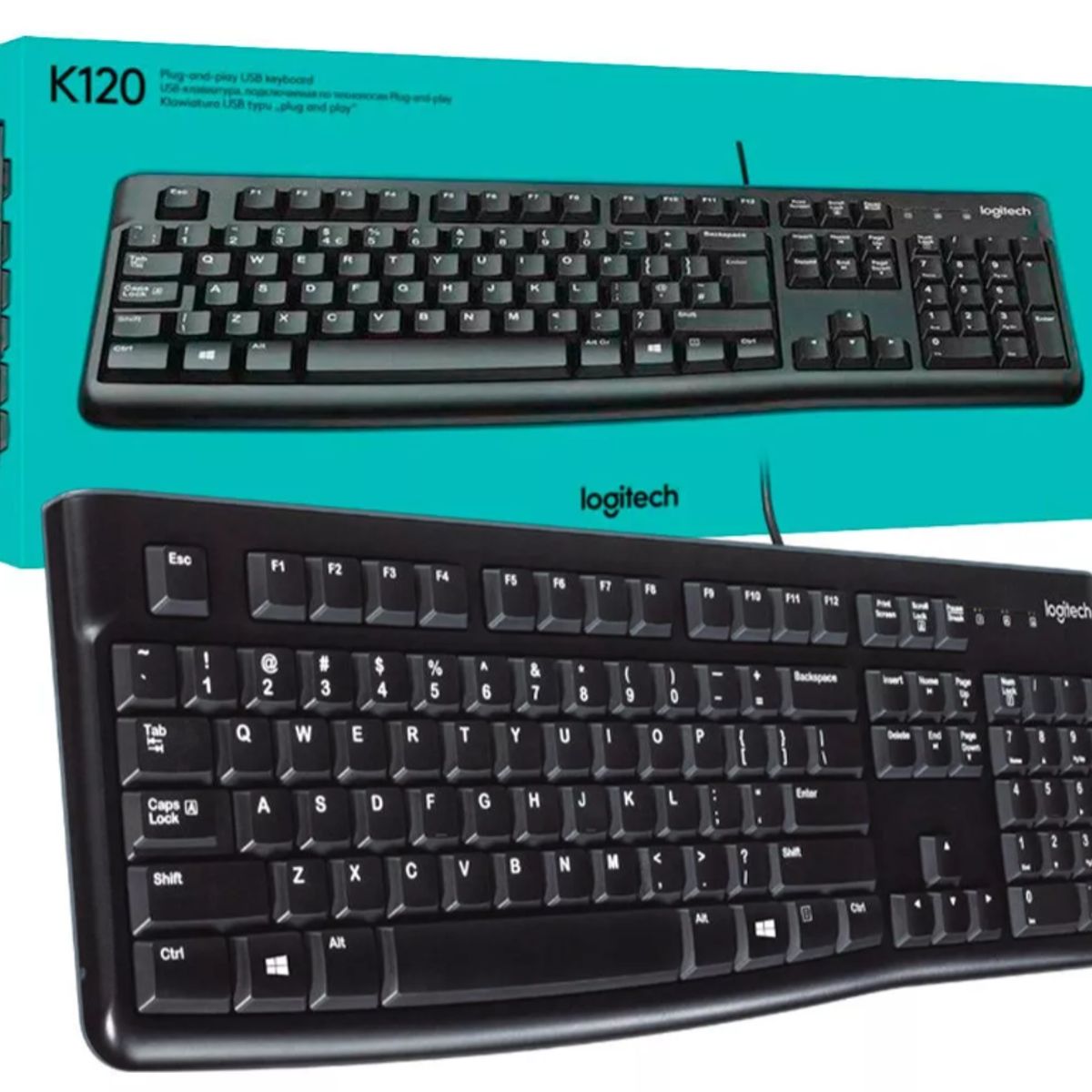 LOGITECH - Teclado - Logitech K120 - 100% FullSize QWERTY + Numérico - USB