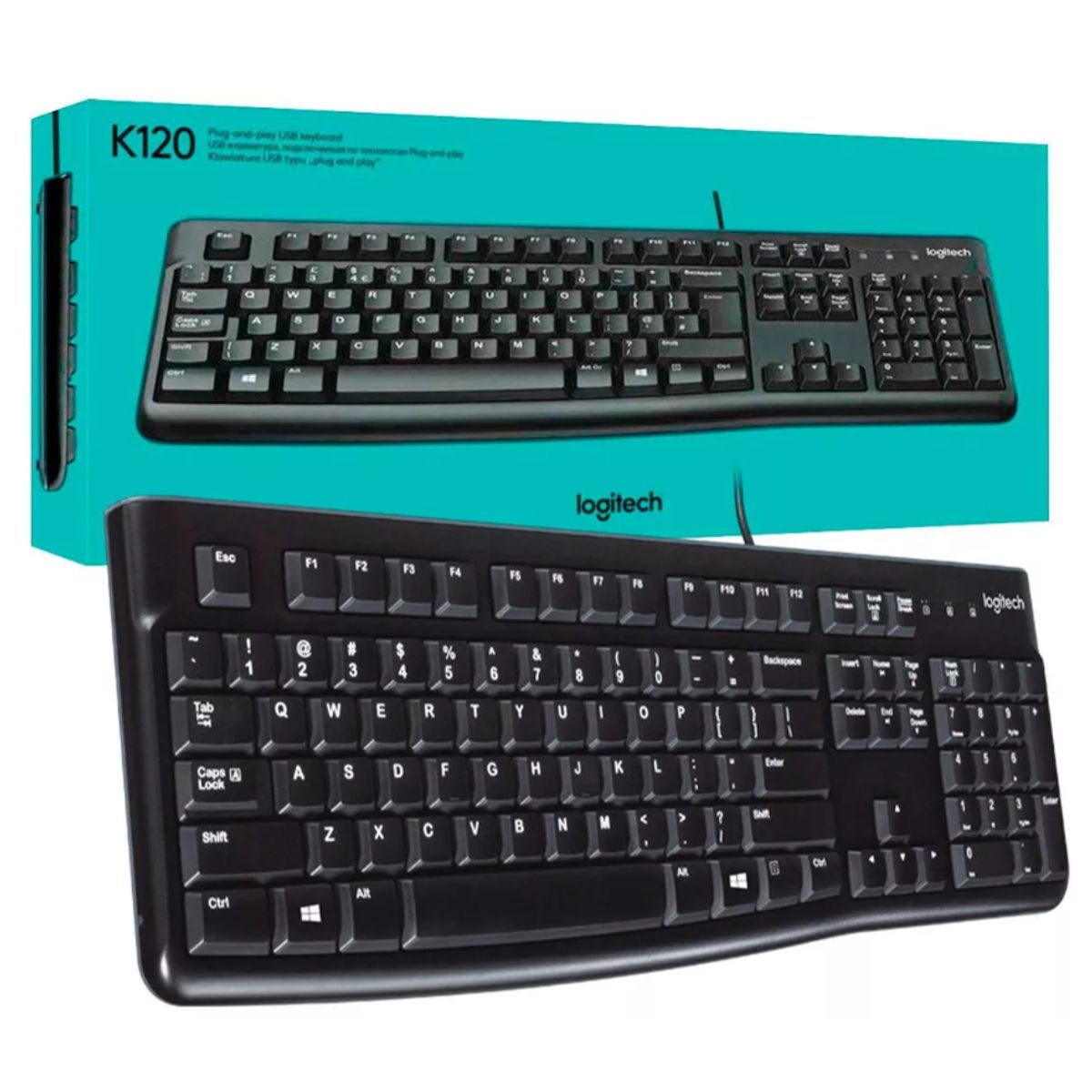 LOGITECH - Teclado - Logitech K120 - 100% FullSize QWERTY + Numérico - USB