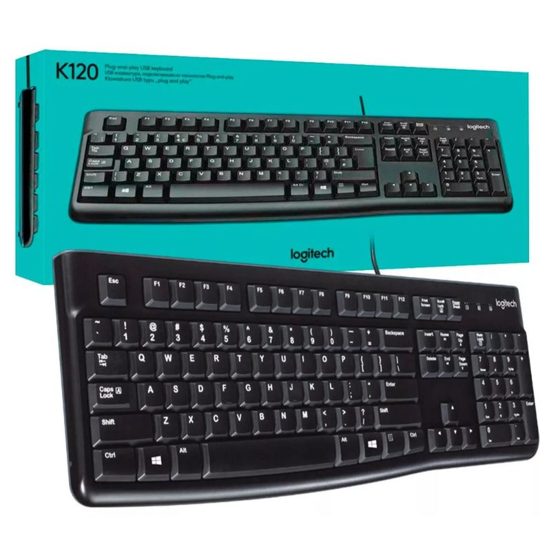 LOGITECH - Teclado - Logitech K120 - 100% FullSize QWERTY + Numérico - USB