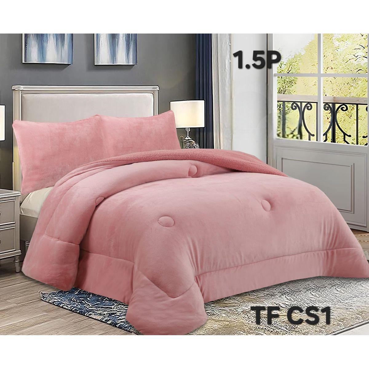 ANGELES DEL HOGAR - COBERTOR DE INVIERNO PLUSH LISO PLAZA Y MEDIA