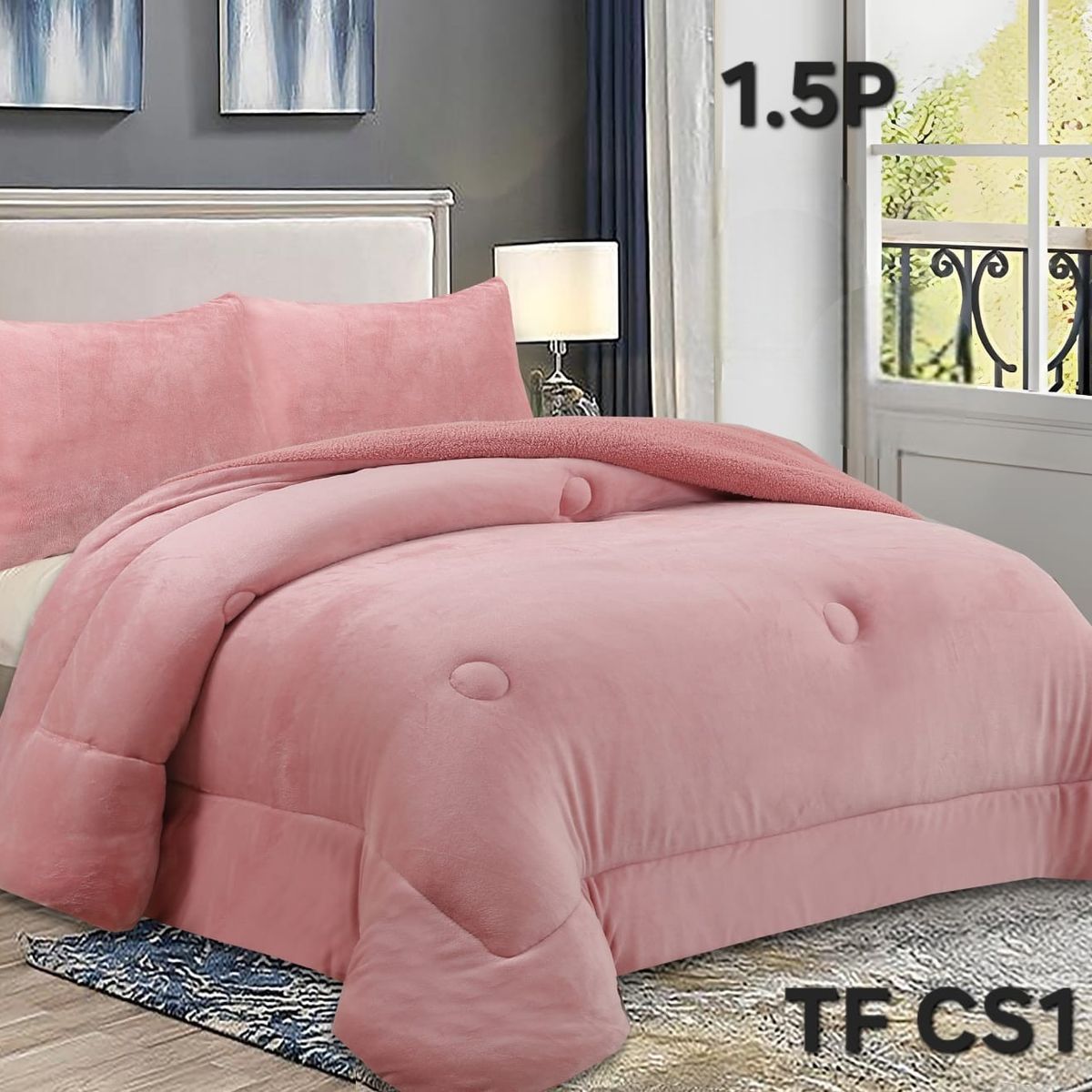 ANGELES DEL HOGAR - COBERTOR DE INVIERNO PLUSH LISO PLAZA Y MEDIA