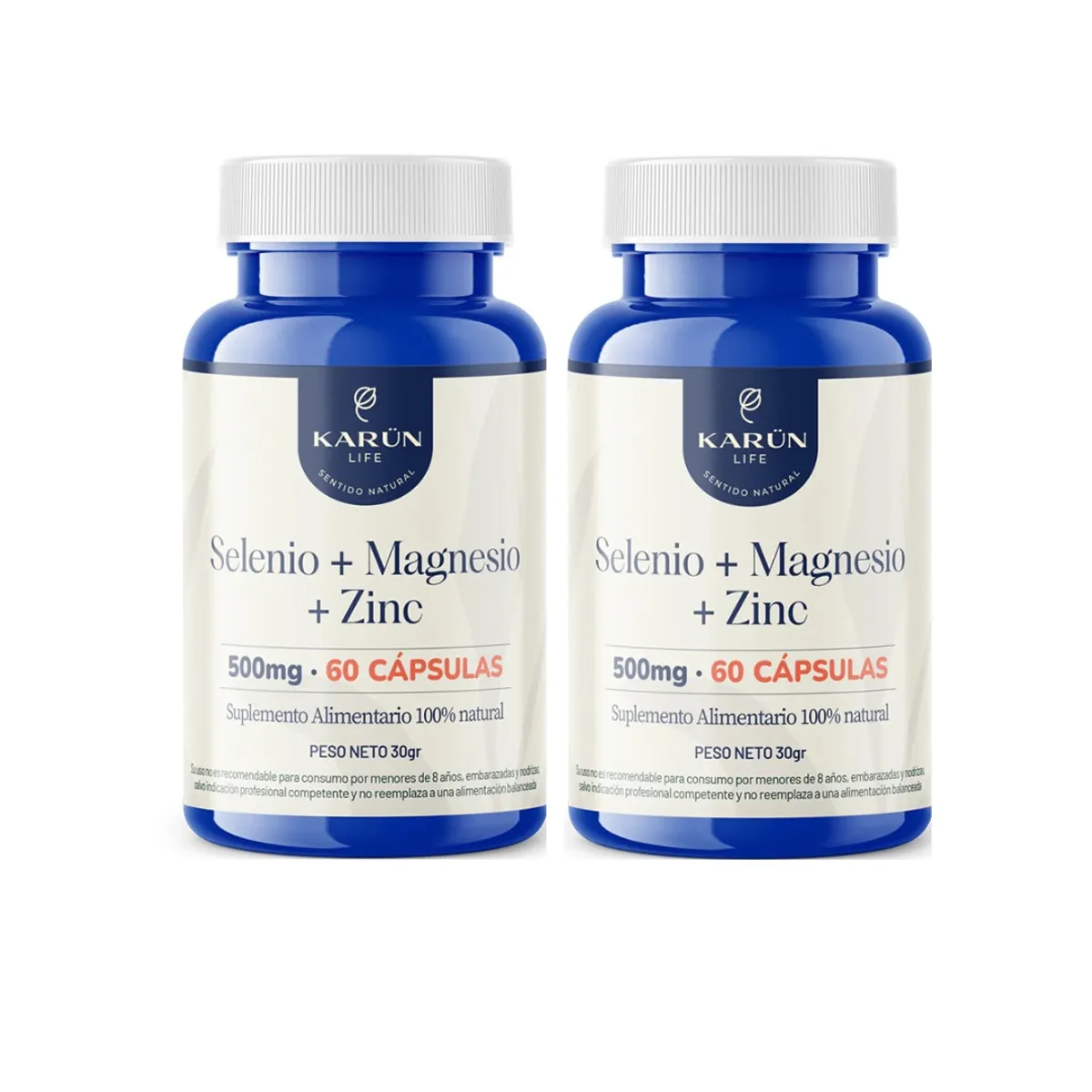 KARUNLIFE - Pack x2 Selenio + Magnesio + Zinc 120 capsulas Karun Life
