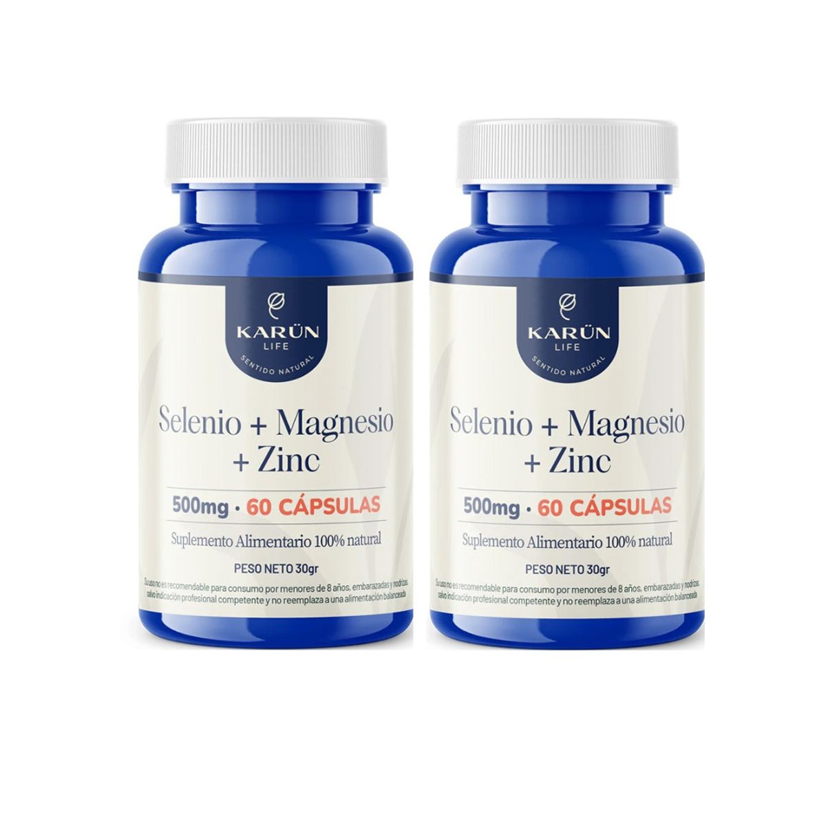 KARUNLIFE - Pack x2 Selenio + Magnesio + Zinc 120 capsulas Karun Life