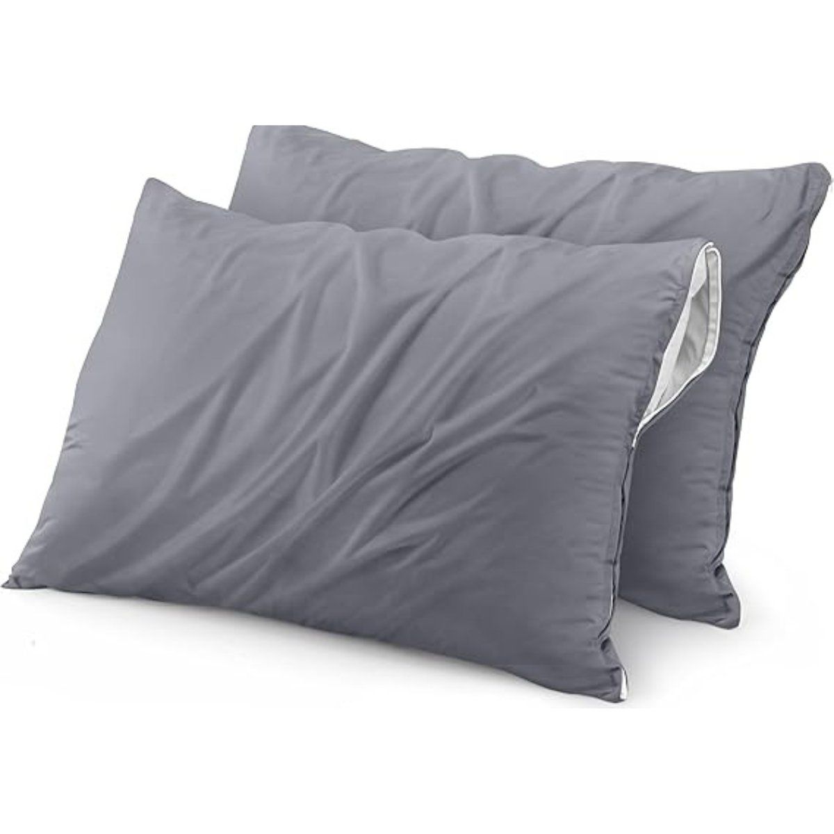 AZ AURAZEUS - Set De 2 Fundas Para Almohadas Impermeables 50x70 Antimanchas Gris AZ